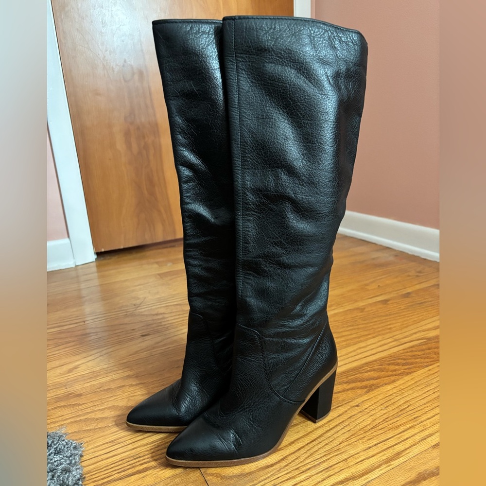 1. State Paiton Black Leather Knee High Boots- 6 - Picture 2 of 8